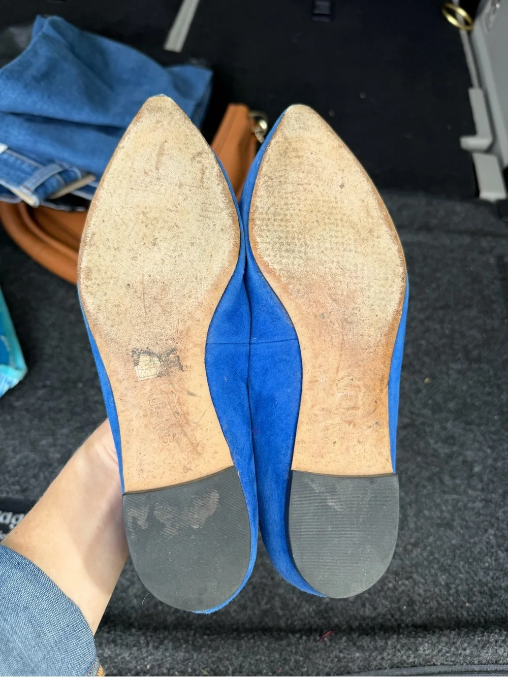 Tory Burch Cobalt Blue Suede Pointed-Toe Flats